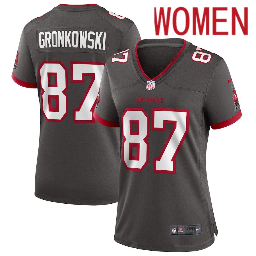 Women Tampa Bay Buccaneers 87 Rob Gronkowski Nike Pewter Alternate Game NFL Jersey